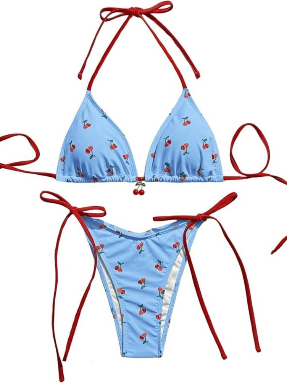 🍒 Cherry Print Triangle Bikini Set | Size S | NWT 🍒